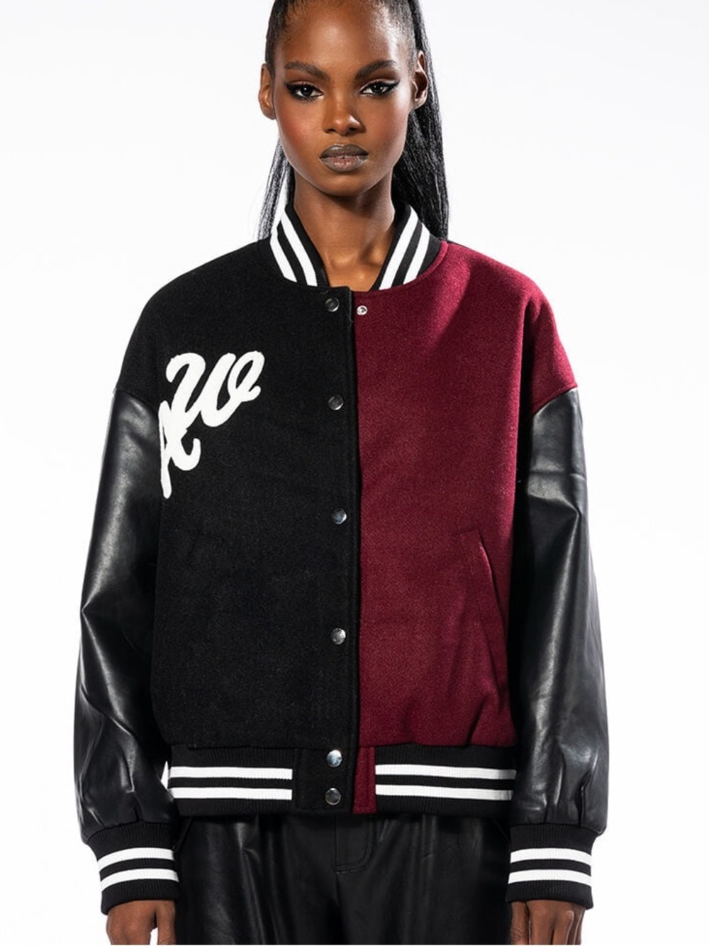 Azalea Wang Red & Black Varsity Bomber Jacket Back to School Streetwear Size M